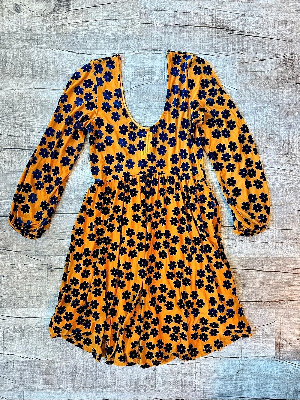 Free People Floral Mini Dress Orange & Blue Size Small